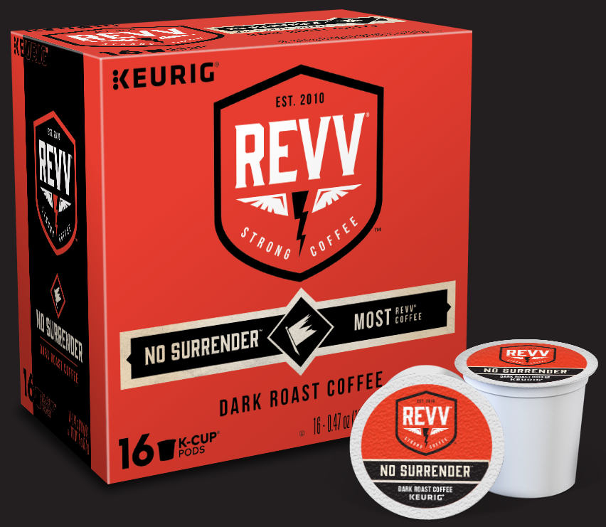 Rev Strong Coffee packaging for K-Cups